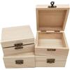 Anktily Confezione da 4 scatole in legno grezzo, 10 x 10 x 5 cm, rustiche, piccole scatole in legno con chiusura di bloccaggio, organizer per fai da te, decorazione per la casa e la tavola