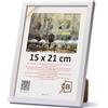3-B Cornice portafoto LUND - bianco - 15 x 21 cm (A5) - Cornice in legno, cornice per foto con vetro acrilico