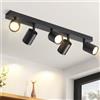 ZMH Plafoniera LED Nero Faretto a soffitto: Lampadario a soffitto 5 fiamma a LED GU10, girevole di 330°, Lampada da soffitto moderna stile industriale Applique da parete, senza lampadina