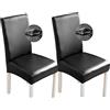 Bestenrose Coprisedie della sedia 2pezzi/1pezzi PU Cuoio Della Sedia Da Pranzo Copertura Elastica Sedia Copertura Hotel Sala riunioni Impermeabile Chair Covers(2 pezzi, nero)