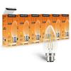 SINCELIGHT Lampadina LED B22 a filamento, stile vintage, 4 W, 470 lm, equivalente a 40 W, bianco caldo 2700 K, attacco a baionetta BC, confezione da 6