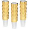 Stackables, Confezione da 50 bicchieri in plastica dura, 300 ml, multiuso, trasparenti con bordo dorato, bicchieri riutilizzabili eleganti per feste, picnic, viaggi ed eventi