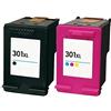 5 Stelle Bipack Cartucce 1 Nero e 1 Colore Compatibili con Hp 301XL CH563EE CH564EE REMAN