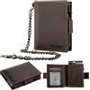 Tisoutec Portafoglio Uomo Slim Portafogli Piccolo Donna - Porta Carte Di Credito Uomo-Portacarte -Box Regalo Uomo-Portmone - Porta della carta Small/Mini con protezione RFID-Unisex con catena (Coffee)