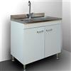 Yellowshop | Mobile cucina sottolavello a 2 ante cm 80 colore Bianco completo di lavello inox serie Basic (Versione 2 Vasche)