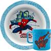 Marvel SPIDERMAN Set Piatto Piano + Tazza per bambini, Set Stoviglie Colazione, Pranzo, Merenda e Cena per bambino, 2 pezzi
