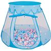 Selonis Tenda 105X90cm/200 Palline Castello Con Palline Colorate Per Bambini, Blu:Azzurro/Rosa Chiaro/Perla