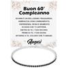 Bramart Bracciale Tennis Uomo Idea regalo Compleanno 60 anni con Pietre di Zirconia Cubica per lui Finitura in Oro Bianco Argento 925 - Cofanetto con DEDICA incluso (60 Anni - M1)