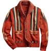 QWUVEDS Maglione maschile autunnale e invernale, spesso jacquard, cardigan lungo a bottone, caldo cardigan invernale da uomo in lana con bottoni maglione da uomo a maniche lunghe, Colore: rosso, M