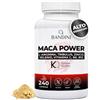 Bandini® MACA POWER 240 Capsule, Maca Peruviana 100% Vegan, Complesso ad Alto Dosaggio con Arginina Kyowa®, Tribulus, Vitamina C, Zinco, B6, B12 e Selenio, Stanchezza Fisica e Mentale, Energia, Sport