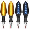 URAQT Indicatori di Direzione per Moto, 4 Pezzi Bicolore LED, 17 LED, 12V Ambra e Blu Luci di Marcia Diurna, Frecce Universali Impermeabili
