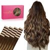 WENNALIFE Extension Capelli Veri Biadesivo, 20pz 30cm 40g Balayage Marrone Cioccolato a Biondo Caramello Extension Biadesive Capelli Veri Lisci Remy Tape in Hair Extensions Capelli Setosi