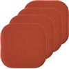 Sweet Home Collection Cuscino per sedia in memory foam, motivo a nido d'ape, antiscivolo, con retro arrotondato, quadrato, 40,6 x 40,6 cm, colore ruggine, confezione da 4