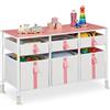 Relaxdays Cassettiera per Bambini, per la Cameretta, 6 Cassetti Porta Giochi o Vestiti, HLP 61,5x100x40,5cm, Bianco Rosa, Acciaio