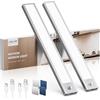 LROLTEF Luce LED Sottopensile Cucina - 21CM Sensore di Movimento per Luci - 1500mAh 32 LED Luce Armadio Lampada Dimmerabile per Cucina Scale Soggiorno Bagno Camere da Letto | 2 Pezzi Argento