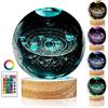 Spurleh Sfera di cristallo 3D Planet luce notturna 80 mm sistema solare sfera di cristallo 16 colori luce notturna con base in legno, sfera di neve in