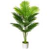 AIVORIUY Pianta Artificiale Grandi Piante Finta da Interno Esterno, Alberi Finte in Plastica Vaso Decorativa per Soggiorno Camera da Letto Cucina Balcone Ufficio Casa (80cm Verde Palma)