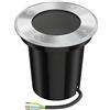 ledscom.de Lampada da incasso a pavimento BOLI per esterni, IP67, acciaio inox, rotonda, Ø 108 mm, 1x GU10 max. 15W