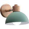 WOTTES Moderna applique da parete in metallo, luce da parete in legno, luce da parete industriale regolabile per camera da letto, soggiorno, caffè, 20cm, E27 (Verde chiaro)