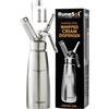 RuneSol Sifone da Cucina Acciaio Inox 500ml, Sifone Panna Montata con 3 Ugelli per Decorazione Torte di Compleanno Pasticceria, Sifoni Pasticceria, Sifone da Professionale per Regalo di Pasqua