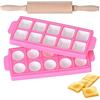 Queta Stampo per raviolini rotondi,Stampo in plastica per ravioli, 2 stampi per ravioli (Tondi + Quadrati),con 1 Mattarello in Legno,per Cottura di Pizza, Argilla, Pasta, Biscotti, Gnocchi