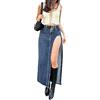 Edhomenn Gonna lunga da donna in denim con cut-out blu a vita alta gonna con spacco laterale Y2k Gonna in denim aderente Streetwear, 01 blu., S