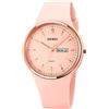 SKMEI Orologi per giovani donne da donna con cinturino in silicone grande quadrante grande impermeabile moda casual semplice quarzo analogico giorno data ragazze regalo bianco orologio da polso,