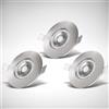 B.K.Licht Faretti LED da incasso ultrapiatti IP44, 5W, diametro foro 68mm, 3 faretti per bagno ultrasottili da soffitto, luce calda 3000K, 460Lm, rotondi, plastica nichel opaco 230V