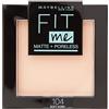 Maybelline New York Fit Me Matte&Poreless Cipria Opacizzante e Fissante, Pennello e Specchietto Inclusi, 104 Soft Ivory
