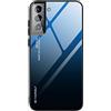 SEAHAI Cover per Samsung Galaxy S22 Cover, Custodia Protettiva Ultra Sottile ed Elegante in Silicone TPU Flessibile, Vetro a Colori Sfumato AntiGraffio Antiurto Case, Blu Elegante