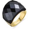 LUXENTER Anello al quarzo idrotermale LUXENTER Onix rifinito in oro giallo 18 carati - Hianvi