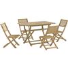 vidaXL AX Tavolo Pranzo 120x70x75cm 4 Sedie Rustico Doghe Giardino Patio Nuovo 3295001