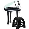 AIYAPLAY Pianoforte per Bambini a 32 Tasti con Sgabello, Microfono, Musiche, Luci e Gambe Rimovibili, Nero|Aosom
