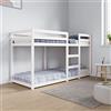 JUNZAI Letto a Castello Bianco 75x190 cm in Legno Massello di Pino,Letto a Castello,Letto a Castello Bambini e Adulti, Struttura Letto a Castello(SPU:821660)