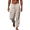 Generic Pantaloni cargo in lino da uomo elasticizzati con coulisse Wild Cargo Pantaloni da lavoro Basic Plain Jogging Pantaloni da tuta leggeri estivi da spiaggia yoga pantaloni da passeggio per uomo UK,