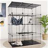 Kalolary Gabbia per Gatti Interna - Recinzione per Animali Domestici Staccabile in Filo Metallico Con Amaca per Gattini e Piccoli Animali (4 Livelli)