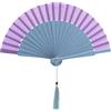 MAPIMANIA - Ventaglio da Borsetta Pieghevole Color Azzurro e Glicine in Legno e Seta con Custodia, Ventagli Matrimonio, Ventaglio Giapponese Resistente Dipinto a Mano