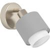Eglo Lampada a muro Bellizzi, lampada per interni con faretto regolabile, tessuto argento, grigio e bianco, lampada a muro per soggiorno e camera da letto, attacco E14