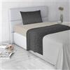 Italian Bed Linen Set Lenzuola Letto Fashion, Made in Italy- Completo Letto in Morbida Microfibra, Lenzuolo Sotto con Angoli, Telo Sopra 180x270 e Federa con Patella Interna, Piazza e Mezza, Stars Grigio