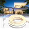 BRIMETI Striscia LED Neon 20 Metri, 220V Tubo LED Flessibile Esterno Impermeabile IP65 Nastri LED Luminosa 120 LED/M Corda Stringa Lampada, con Alimentatore di rete e Controller (Bianco Naturale)