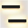 ledmo 2 Pezzi Applique da Parete LED 10W 3000K Nero IP54 Interno Esterno | Luce LED su tutto il perimetro, effetto uniforme e avvolgente; posa orizzontale o verticale, IP54 per interno ed esterno.