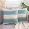 DakTou Federe Cuscini Divano in Lino Moderne Guadrati Decorativi Federe Cuscino Strisce Verde Acqua Copricuscini per Camera da Letto Soggiorno Salone Sedia Auto 2 pezzi 40x40cm Turchese