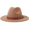 Lanzom Donne Lady Feltro Fedora Cappello a tesa larga lana Panama Cappelli con fascia - - Taglia unica