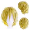Dcbaboo Parrucco Corta Wig Cosplay Anime Capelli Sintetici Finti Ricci Frangia Giallo Carnevale Halloween Festa Costume