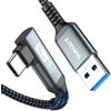 SUNGUY USB Type C Cable 90 Degrees, 25CM 10Gbps USB-C, Short Compatible with Android Auto, Galaxy S22, SSD, Xiaomi - Grey