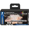 STAEDTLER Pigment Brush Pen 371 set da 6 beige e tonalità neutre | Punta a pennello, inchiostro Multi Ink resistente all'acqua, resistente alla luce - Lettering - Codice articolo 371 C6-6