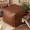 MLUPODY Pouf Quadrato in Ecopelle Marrone 45cm - Puff Contenitore Morbido e Resistente, Poggiapiedi Multifunzionale per Salotto, Camera da Letto, Sgabello, Capacità Fino a 100kg