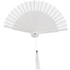 MAPIMANIA - Ventaglio da Borsetta Pieghevole Color Bianco in Legno e Seta con Custodia, Ventagli Matrimonio, Ventaglio Giapponese Resistente Dipinto a Mano