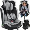 KIDIZ® Seggiolino auto per bambini con Isofix, gruppo 1 + 2 + 3, 9 - 36 kg, cintura di sicurezza a 5 punti, seggiolino auto, seggiolino auto, poggiatesta regolabile, rialzo per 1 - 12 anni, stabile e