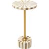 Kare Design tavolino da caffè Domero Cirque, oro/bianco, diametro 25cm, tavolino soggiorno/divano, piccoli spazi, design scacchi, stanza da letto, sala da pranzo, corridoio, 50x25x25cm (A/L/P)